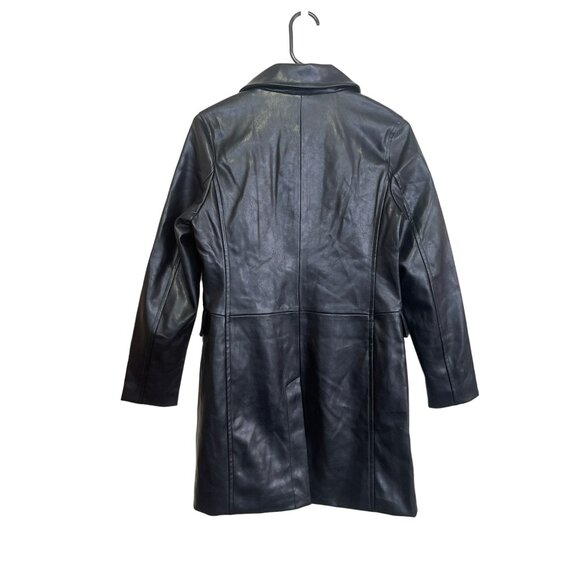 Blank NYC Black Faux Leather Car Coat Long Length Sz XS NWT - Picture 6 of 8